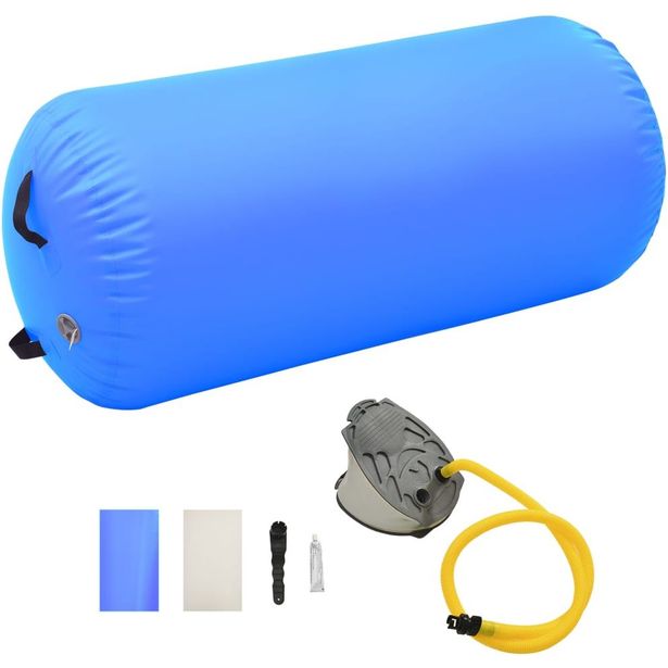 Täytettävä voimistelurulla pumpulla 120x90 cm PVC sininen