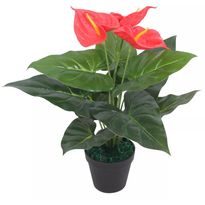 Tekokukka ruukulla flamingokukka 45cm punainen ja keltainen