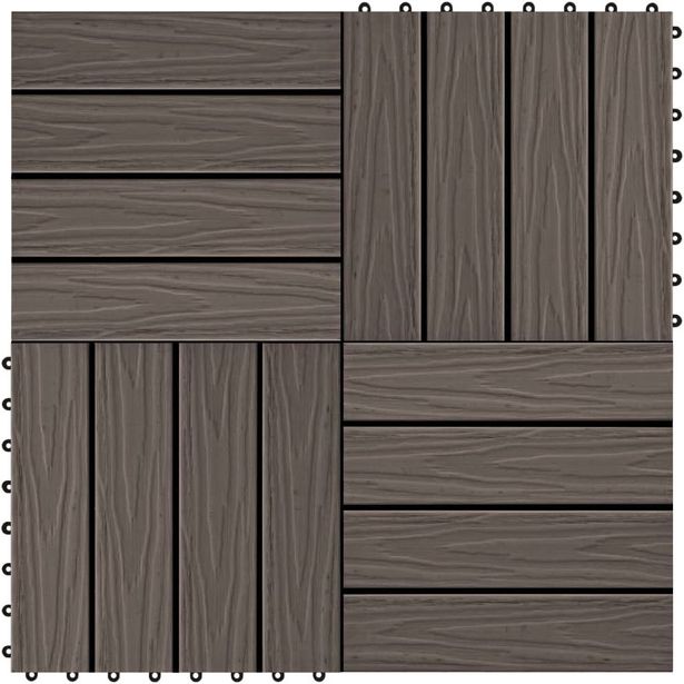 Terassilaatat 11 kpl WPC 30x30 cm 1m² tummanruskea