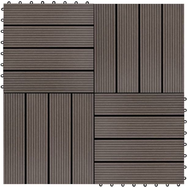 Terassilaatat 11 kpl WPC 30x30cm 1m² tummanruskea