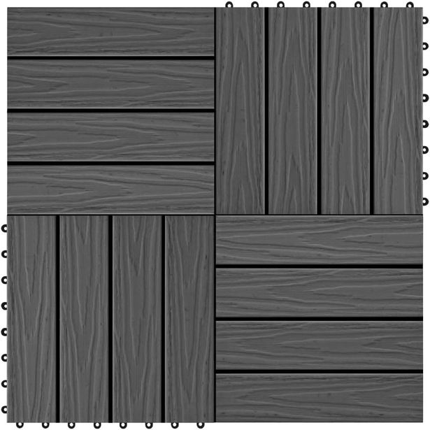 Terassilaatat 11 kpl puumuovikomposiitti 30x30 cm 1m² musta