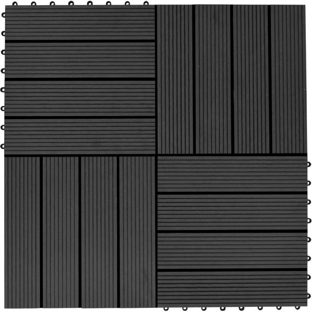 Terassilaatat 11 kpl puumuovikomposiitti 30x30cm 1m² musta