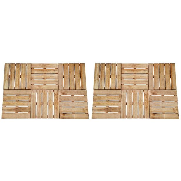 Terassilaatat 12 kpl 50x50 cm puu ruskea