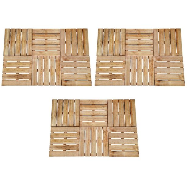 Terassilaatat 18 kpl 50x50 cm puu ruskea