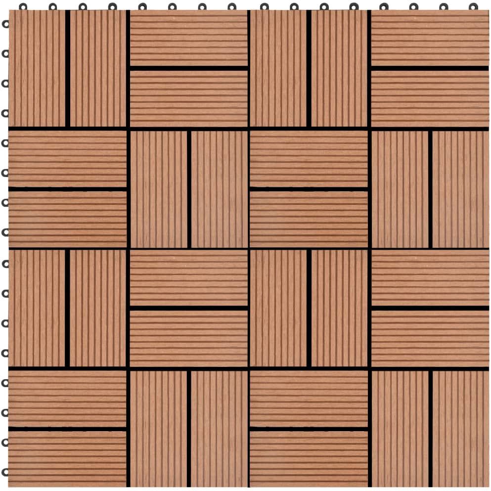 Terassilaatat 22 kpl 30x30 cm 2 m² puukomposiitti ruskea