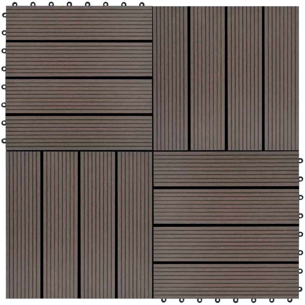 Terassilaatat 22 kpl 30x30 cm 2m² puukomposiitti tummanruskea