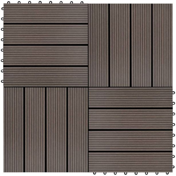 Terassilaatat 22 kpl 30x30 cm 2m² puukomposiitti tummanruskea