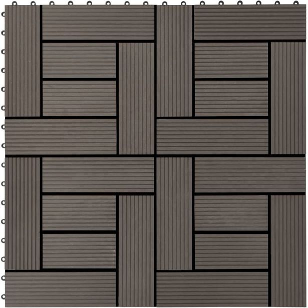 Terassilaatat 22 kpl 30x30cm 2m² puukomposiitti tummanruskea