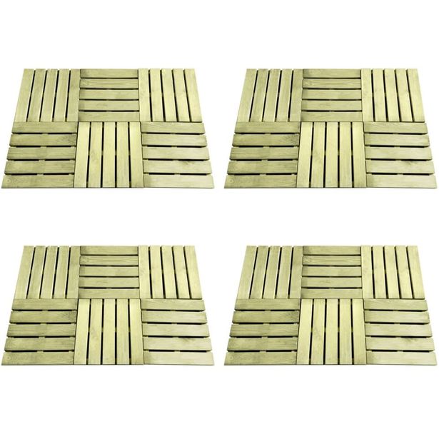 Terassilaatat 24 kpl 50x50 cm puu vihreä