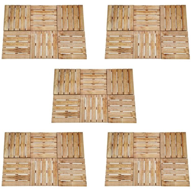 Terassilaatat 30 kpl 50x50 cm puu ruskea