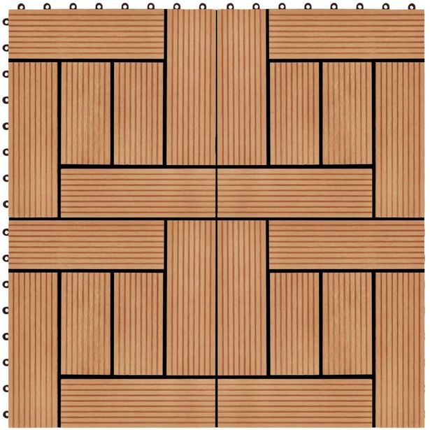 Terassilaatat WPC 30x30 cm 1m² tiikin värinen 11 kpl