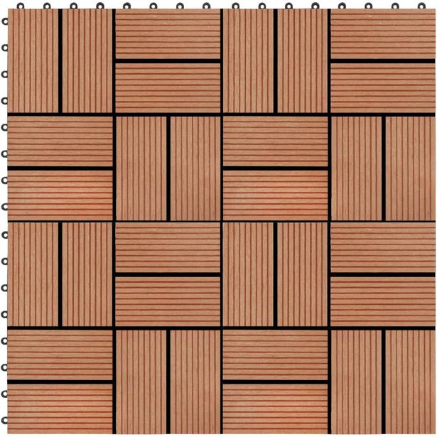 Terassilaatat WPC 30x30cm 1m² tiikin värinen 11kpl