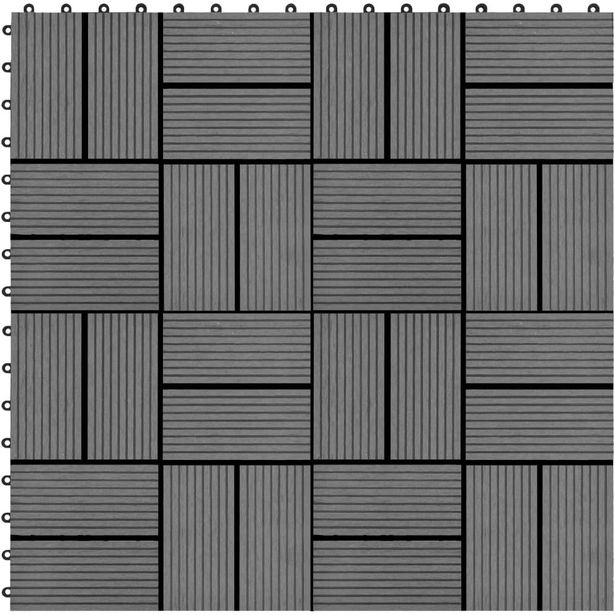 Terassilaatat puumuovikomposiitti 30x30 cm 1m² harmaa 11 kpl
