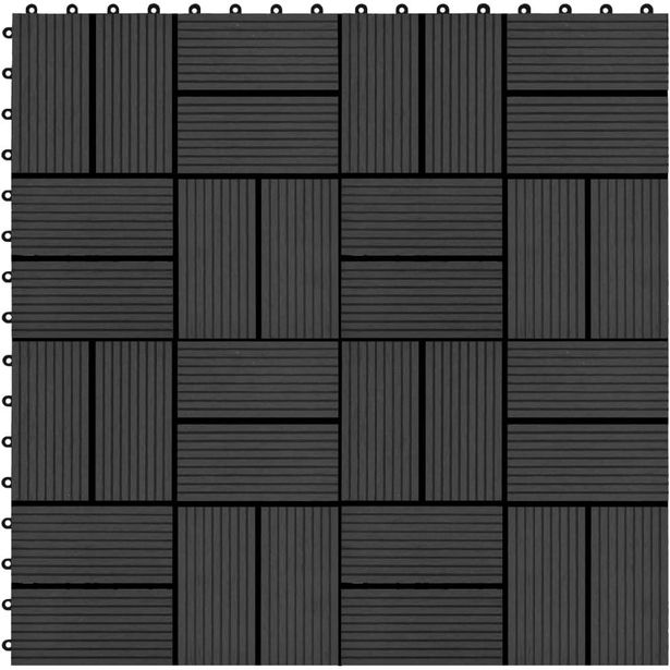 Terassilaatat puumuovikomposiitti 30x30 cm 1m² musta 11 kpl 