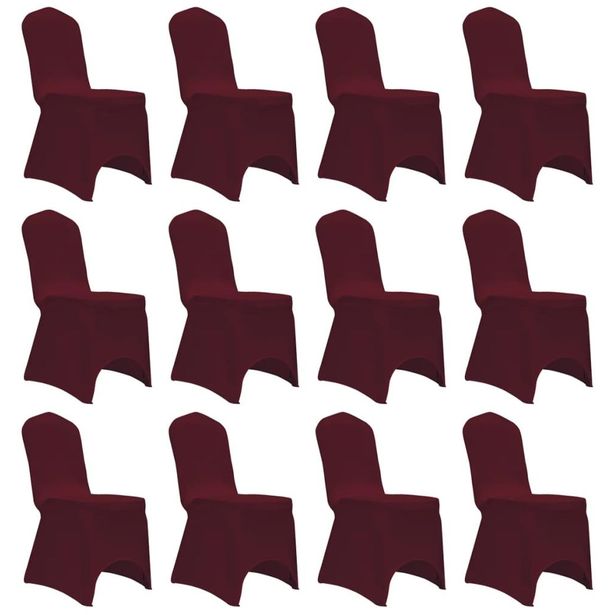 Tuolinpäällinen venyvä viininpunainen 12 kpl_1