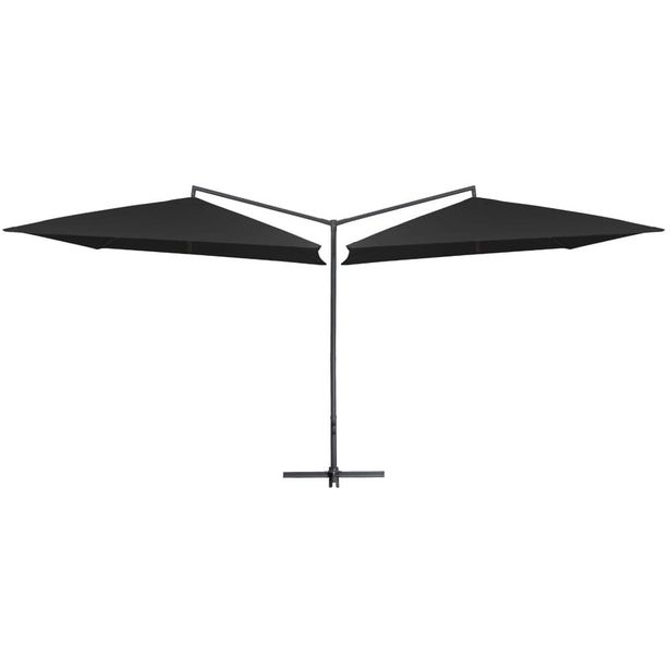 Tupla-aurinkovarjo terästanko 250x250 cm musta_1