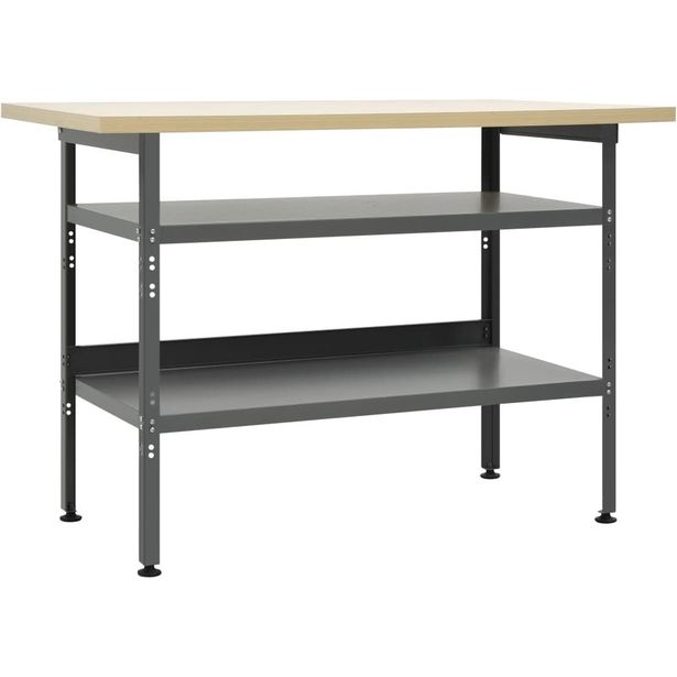 Työtaso harmaa 120x60x85 cm teräs