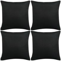 Tyynynpäällinen pellavatyylinen musta 4kpl 80x80 cm
