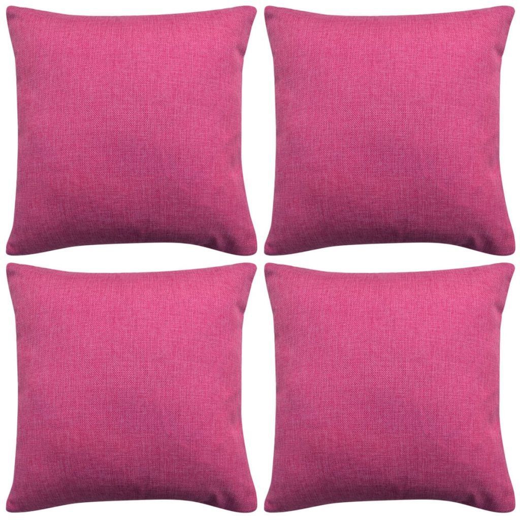 Tyynynpäällinen pellavatyylinen pinkki 4kpl 40x40 cm