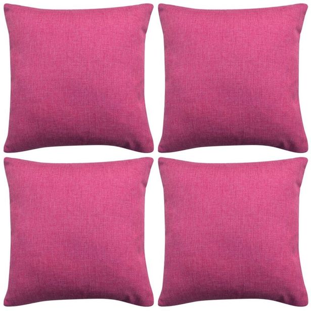 Tyynynpäällinen pellavatyylinen pinkki 4kpl 40x40 cm_1