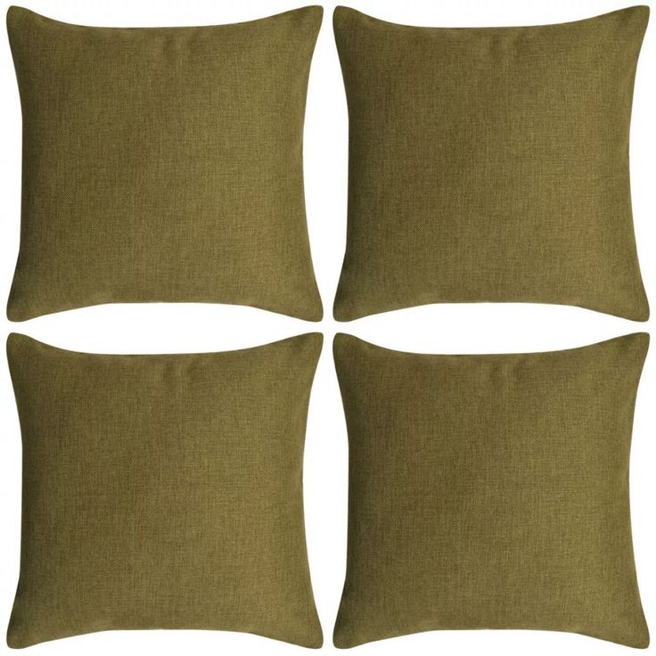 Tyynynpäällinen pellavatyylinen vihreä 4kpl 80x80 cm_1