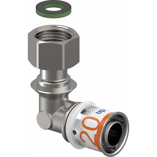 Puristuskulma Uponor S-Press Plus 20-G1/2"SN pyörivällä mutterilla