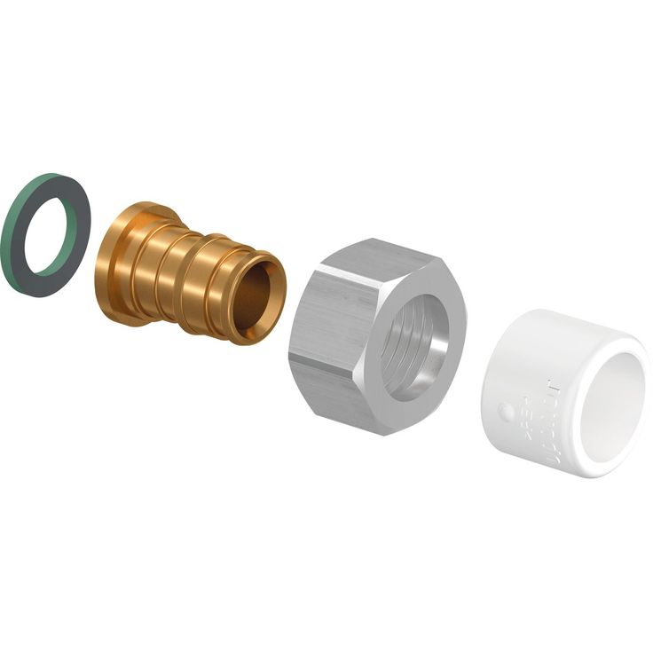 Suoraliitin Uponor Q&E, pyörivä mutteri, niklattu, NKB DR 15-3/4