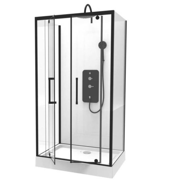 Suihkukaappi Harma Urban, 800x1100mm, musta, kirkas lasi