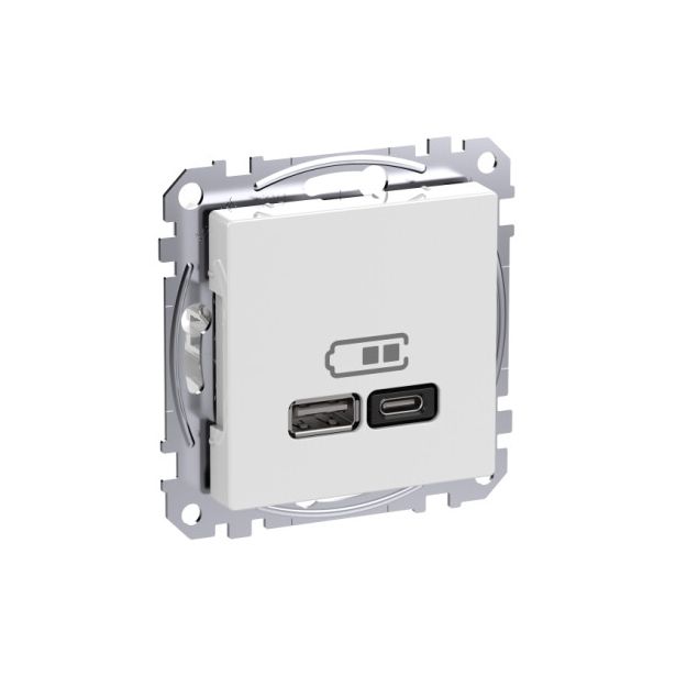 USB latauspistorasia Schneider Electric A  C 45W Power Delivery valkoinen Exxact