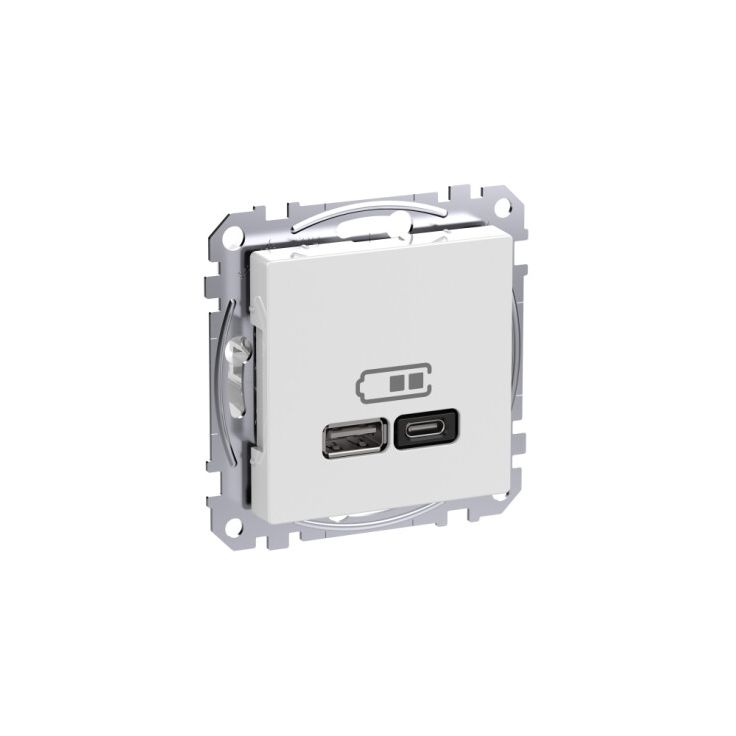 USB latauspistorasia Schneider Electric A  C 45W Power Delivery valkoinen Exxact