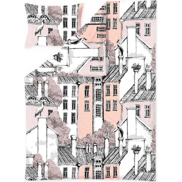 Pussilakanasetti Vallila Korkeuksissa 150x210cm roosa