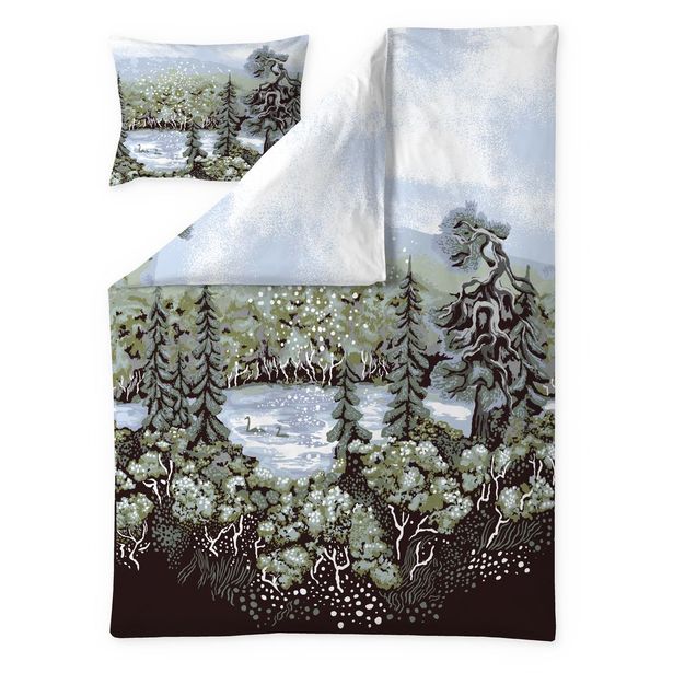 Pussilakanasetti Vallila Muonio 150v, 150x210cm, sininen/vihreä