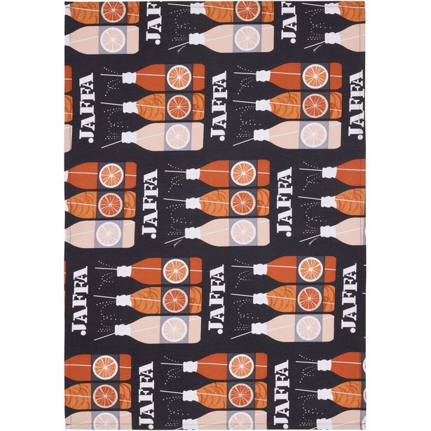 Keittiöpyyhe Vallila Jaffa, 2kpl 50x70cm, harmaa/oranssi