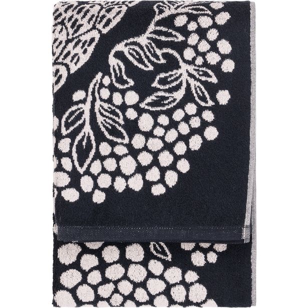 Kylpypyyhe Vallila Viserrys, 70x140cm, mustavalkoinen