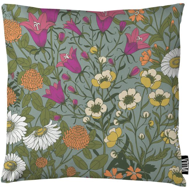 Koristetyynynpäällinen Vallila Ahomaa, 43x43cm, vihreä/pinkki