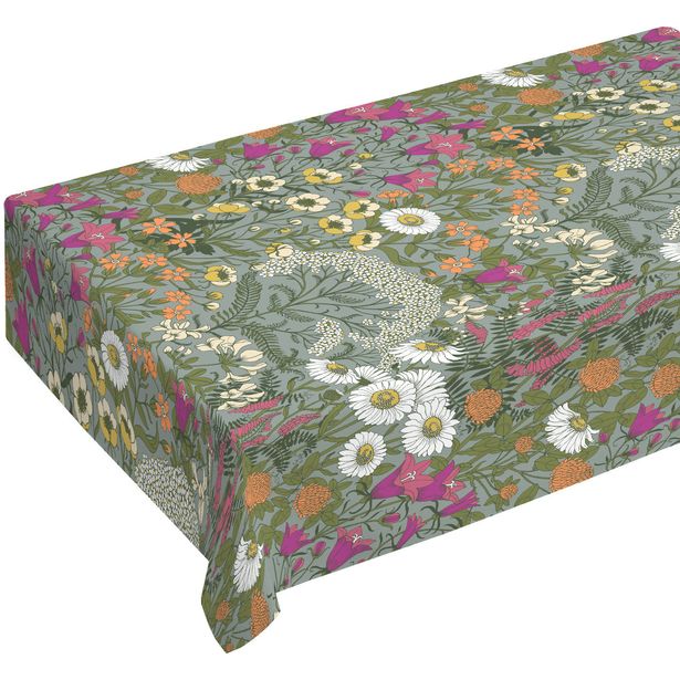 Pöytäliina Vallila Ahomaa, 145x250cm, vihreä/pinkki
