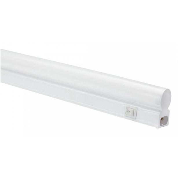 Kalustevalaisin Spectrum T5 600mm 7W 3000K 120° johdolla ja on/off-kytkimellä 582x25x36mm valkoinen