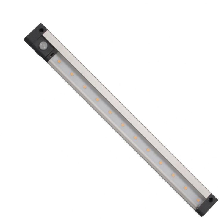 Kalustevalaisin Spectrum LED SMD 12V PIR-liiketunnistin hopea mustat päädyt, eri vaihtoehtoja