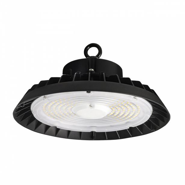 Teollisuusvalaisin Spectrum Plateo 4 High Bay Ø280mm 200W/150W/100W 90° IP65 IK09 4000K ripustettava musta