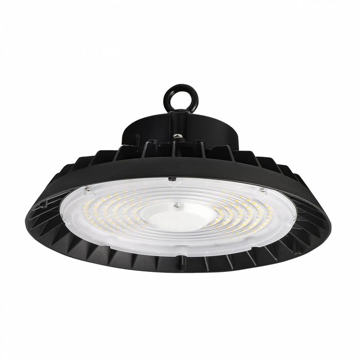 Teollisuusvalaisin Spectrum Plateo 4 High Bay Ø280mm 200W/150W/100W 90° IP65 IK09 4000K ripustettava musta