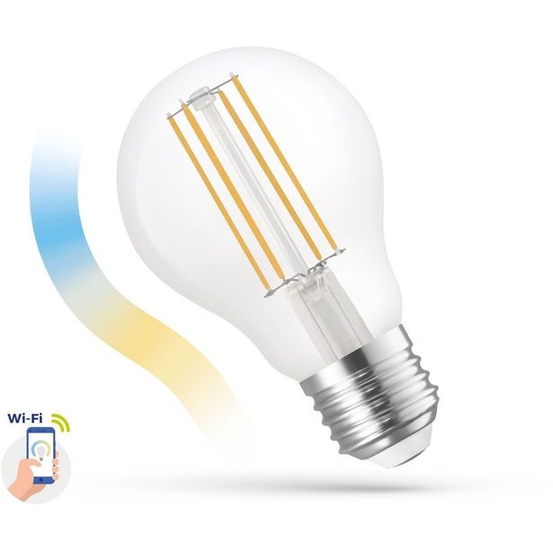 LED-älylamppu Spectrum E27 5W 230V COG CCT+DIM Wi-Fi 3000-6000K kirkas