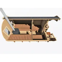 Tynnyrisauna Valter Basic ARCTIC FINLAND HOUSE, Ø 2.3x4.2m, sis. kiuas ja hormi