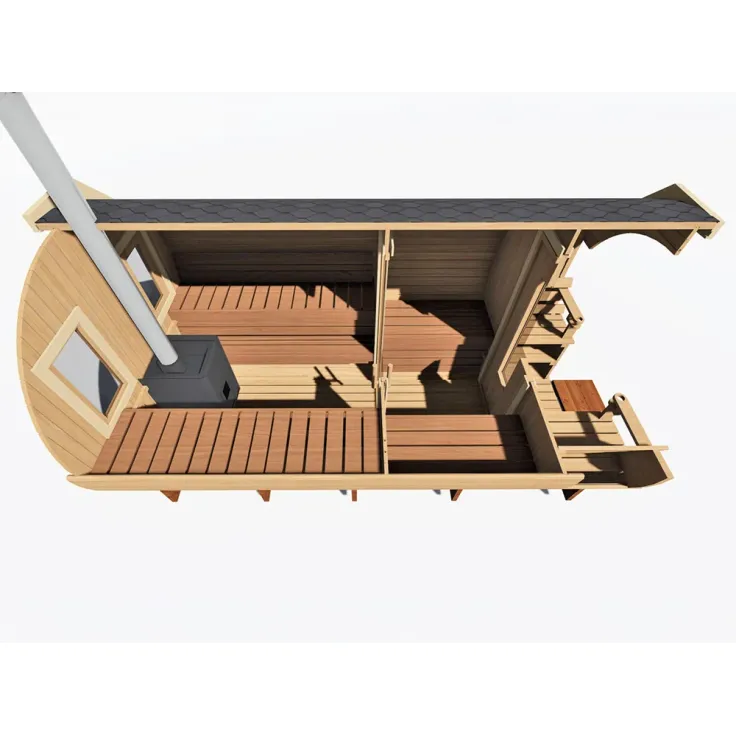 Tynnyrisauna Valter Basic ARCTIC FINLAND HOUSE, Ø 2.3x4.2m, sis. kiuas ja hormi
