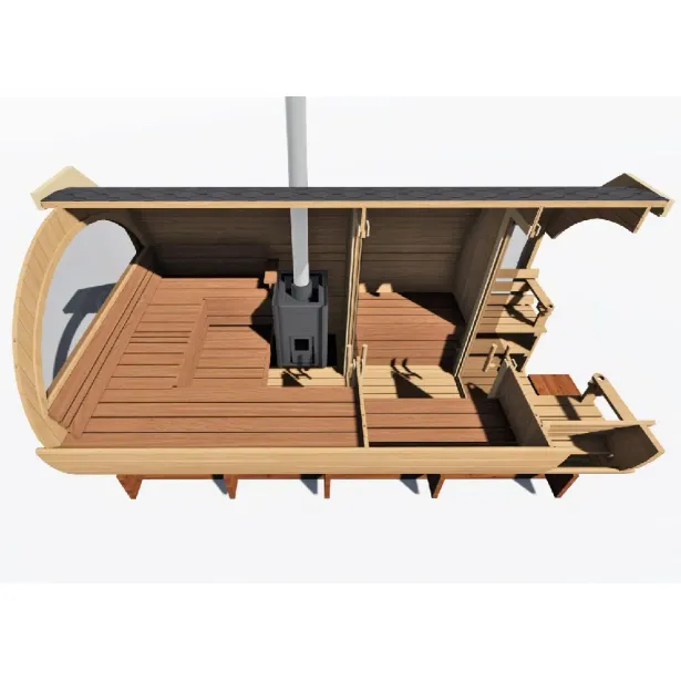 Tynnyrisauna Valter Delux ARCTIC FINLAND HOUSE, Ø 2.3x4.2m, sis. kiuas ja hormi