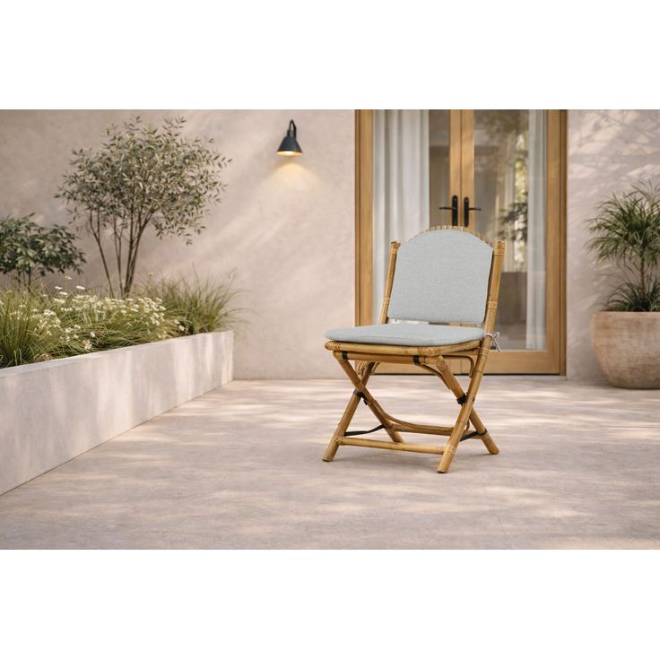 Taittotuoli pehmusteilla Venture Home Cane, bambu/harmaa Google Shopping kuva