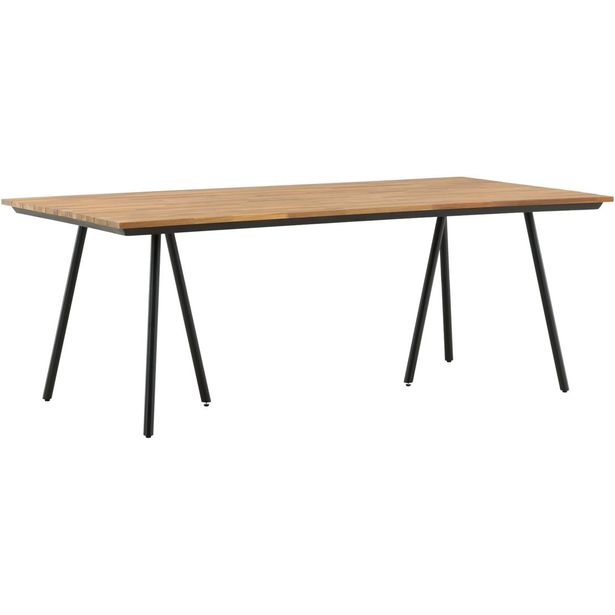 Ruokapöytä Venture Home Chan, 200x100cm, akaasia/musta teräs