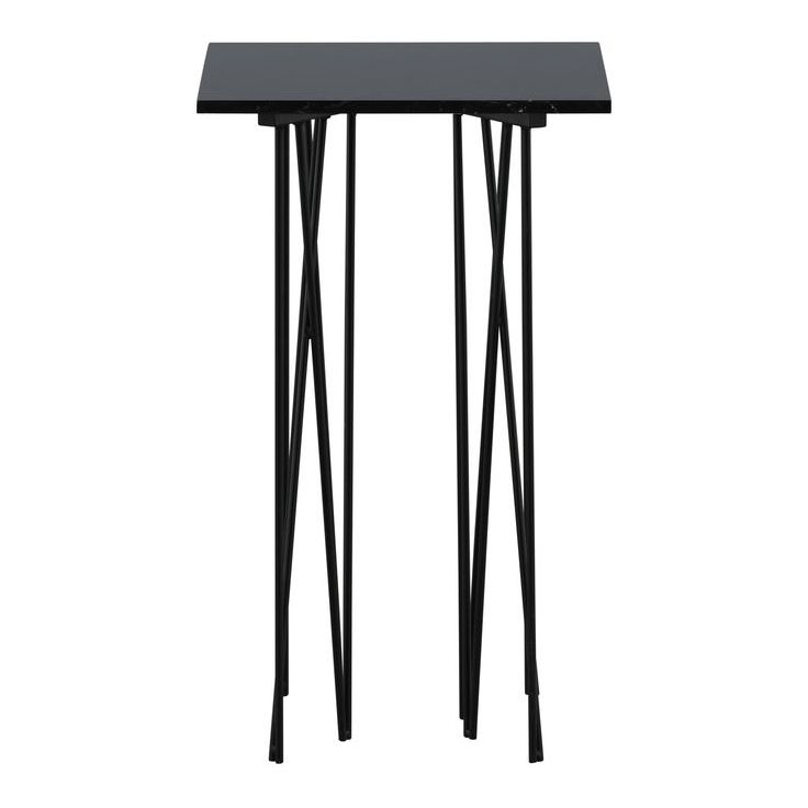 Sivupöytä Furniture Fashion Stone, 40x40cm, musta