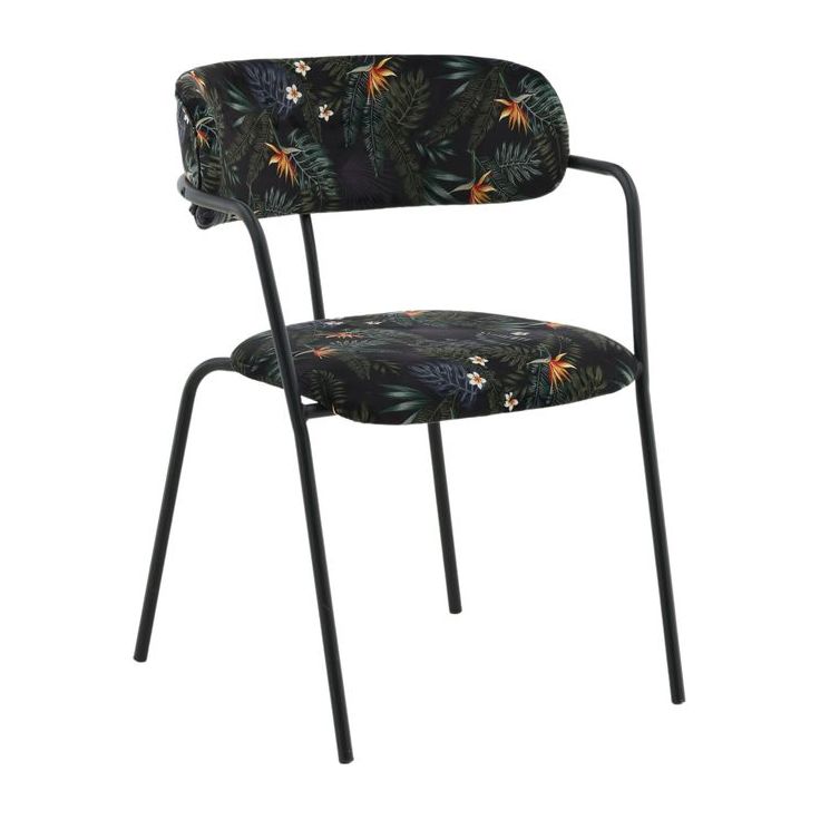 Ruokapöydän tuoli Venture Home Arrow, musta kukkakuosi