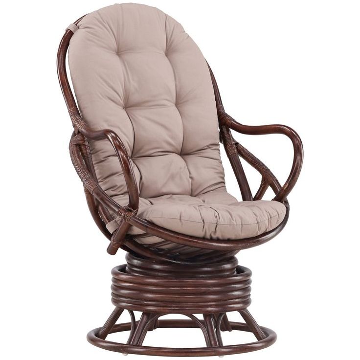 Lepotuoli Venture Home Swing, tummanruskea rottinki/beige