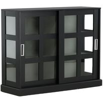 Matala vitriinikaappi liukuovilla Venture Home Lock, 120x40x95cm, musta